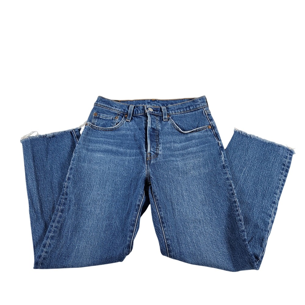 Levis 501 Original  Jeans Womens 27 Medium Wash Blue Raw Hem‎ 36200-0161
